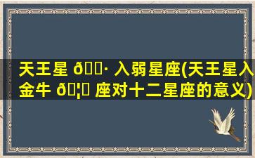 天王星 🌷 入弱星座(天王星入金牛 🦋 座对十二星座的意义)